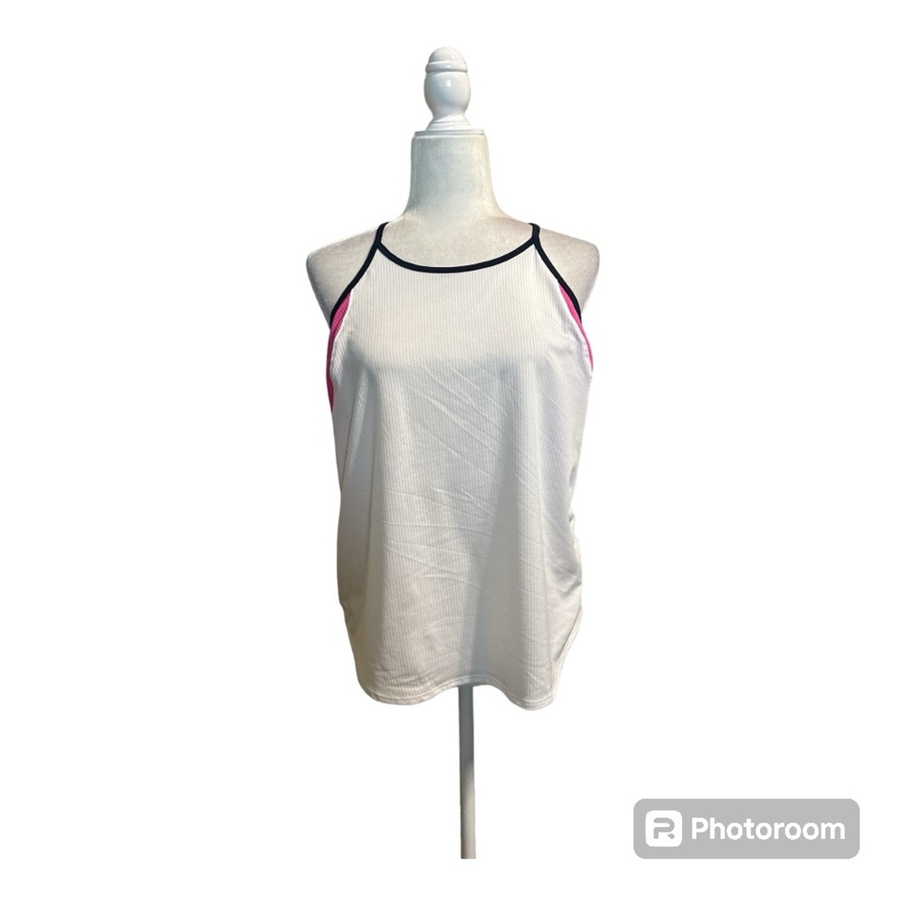 Lucky in Love Sante Fe Serves Up Tank White Pink Navy Sz L